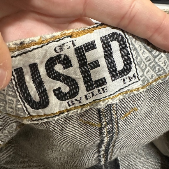 Vintage Get Used By Elie Acid Wash Grunge Denim Midi Skirt Zipper Details Sz S - Picture 9 of 9